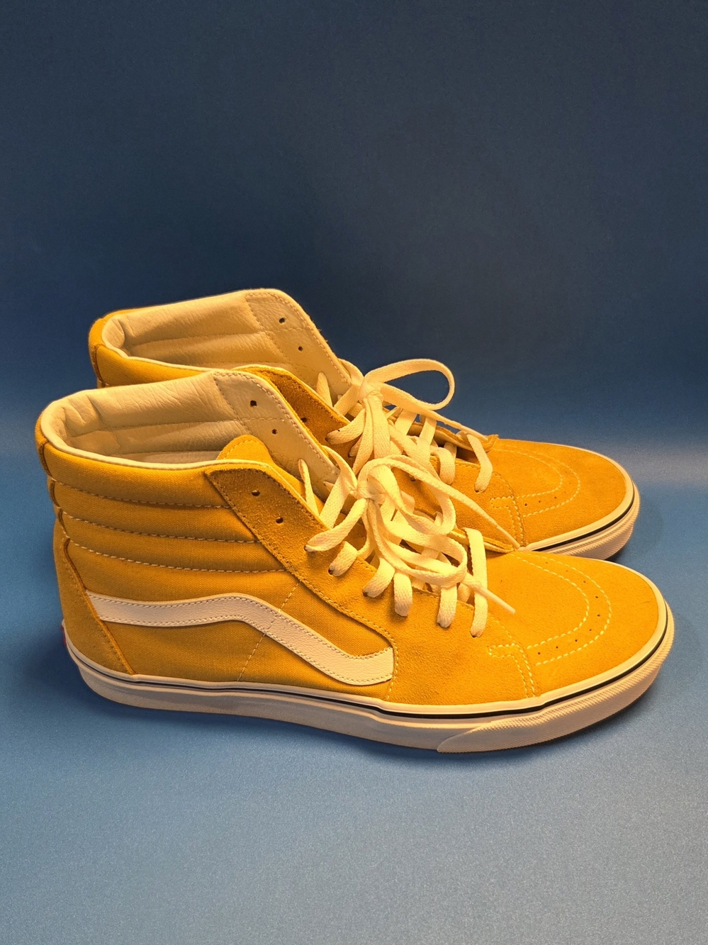 Vans Yellow High-Top Sk8-Hi Men's Sneakers with White Stripe 10.5
